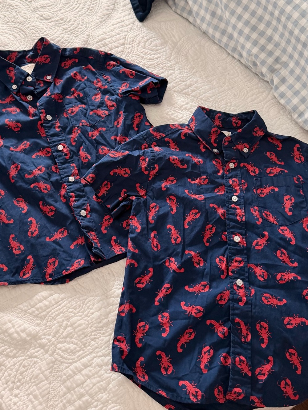 J. Crew Crewcuts Navy Short-Sleeve Button-Down with Red Lobster Print Bundle